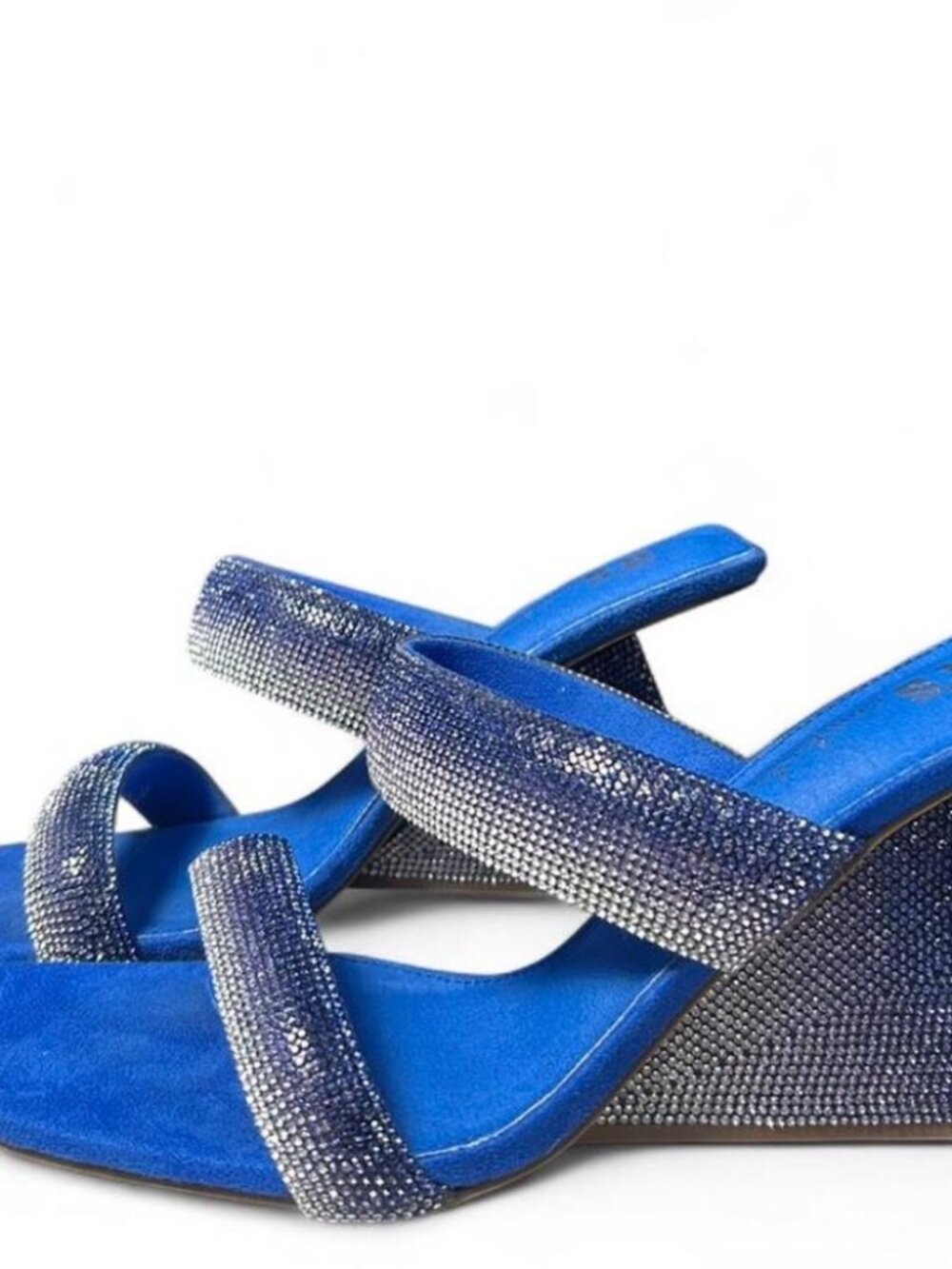 Blue suede mules